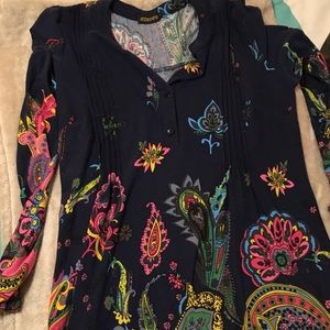 EUC. Navy floral Reborn Tunic